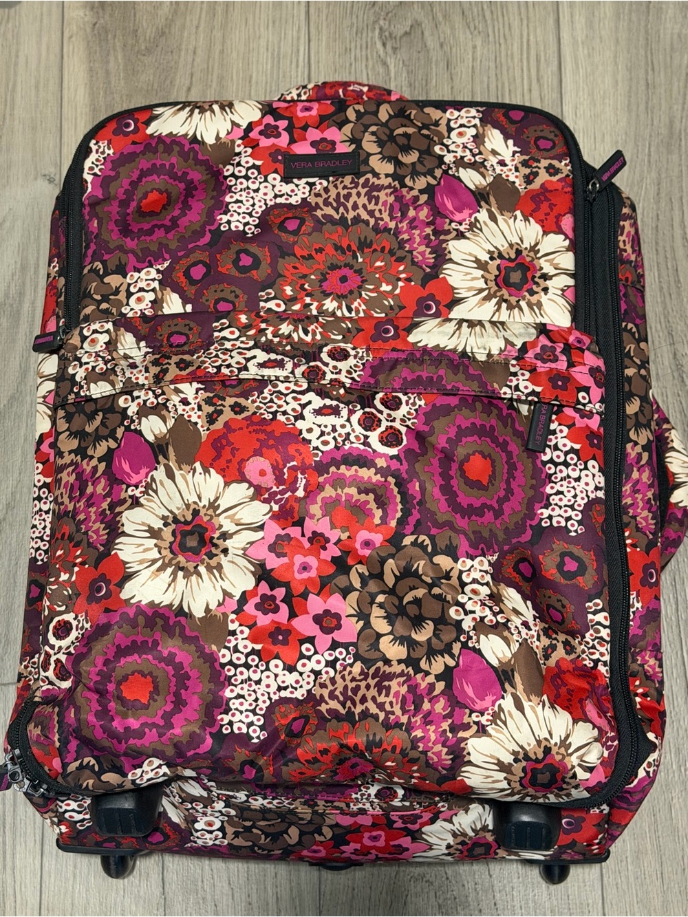 Vera Bradley Brown, Pink & Red Floral Rolling Travel Bag